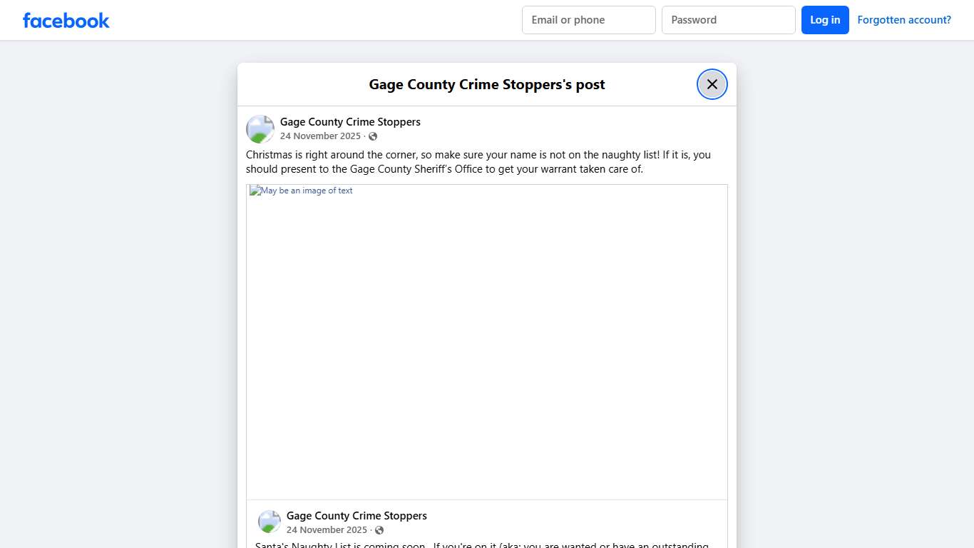 Christmas is right around the... - Gage County Crime Stoppers Facebook